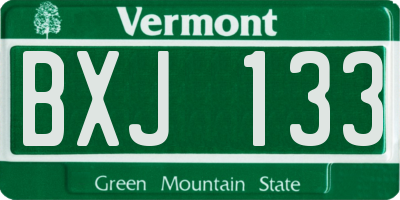VT license plate BXJ133