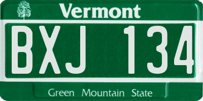 VT license plate BXJ134