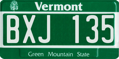 VT license plate BXJ135