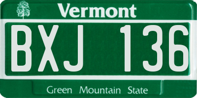 VT license plate BXJ136