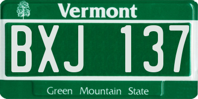 VT license plate BXJ137