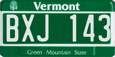 VT license plate BXJ143