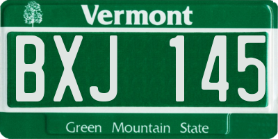 VT license plate BXJ145