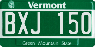VT license plate BXJ150