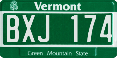 VT license plate BXJ174