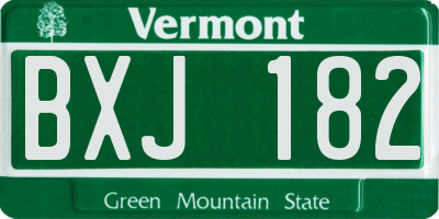 VT license plate BXJ182