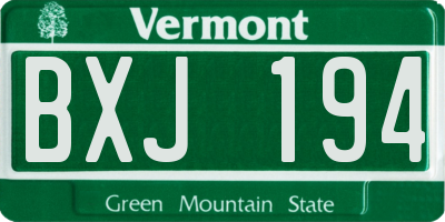 VT license plate BXJ194