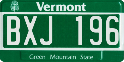 VT license plate BXJ196