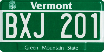 VT license plate BXJ201