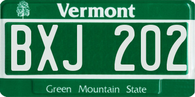 VT license plate BXJ202