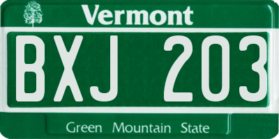 VT license plate BXJ203