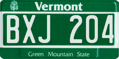 VT license plate BXJ204