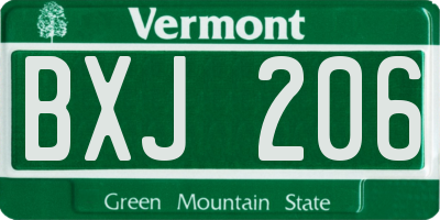 VT license plate BXJ206