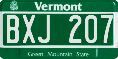 VT license plate BXJ207