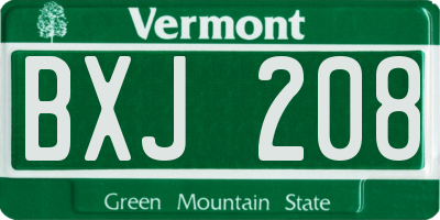 VT license plate BXJ208