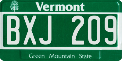 VT license plate BXJ209