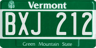 VT license plate BXJ212