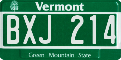 VT license plate BXJ214