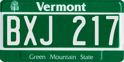 VT license plate BXJ217