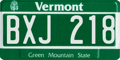VT license plate BXJ218