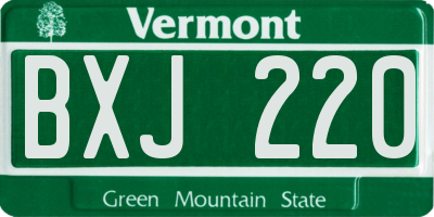 VT license plate BXJ220