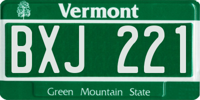 VT license plate BXJ221