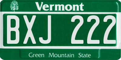 VT license plate BXJ222