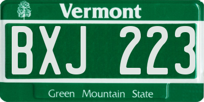 VT license plate BXJ223