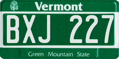 VT license plate BXJ227
