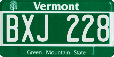 VT license plate BXJ228