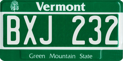 VT license plate BXJ232