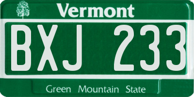 VT license plate BXJ233
