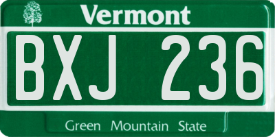 VT license plate BXJ236