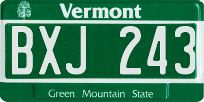 VT license plate BXJ243