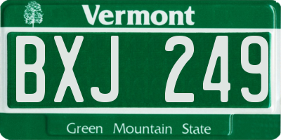 VT license plate BXJ249