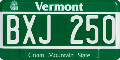 VT license plate BXJ250