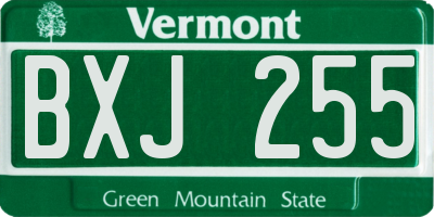 VT license plate BXJ255