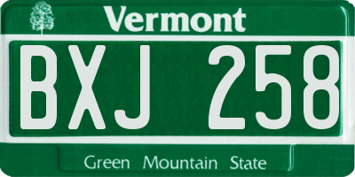 VT license plate BXJ258