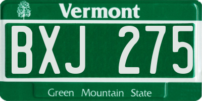 VT license plate BXJ275