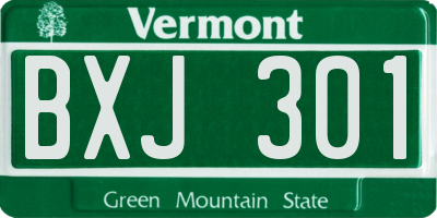 VT license plate BXJ301