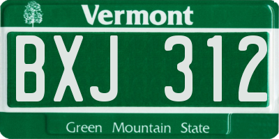 VT license plate BXJ312