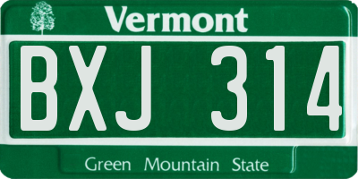 VT license plate BXJ314