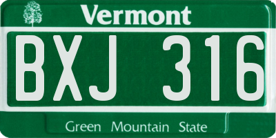 VT license plate BXJ316