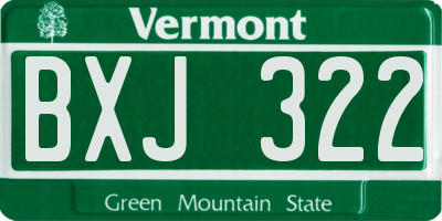 VT license plate BXJ322