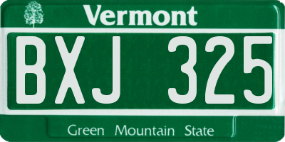 VT license plate BXJ325
