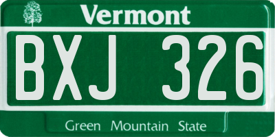 VT license plate BXJ326