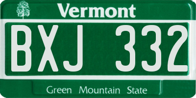 VT license plate BXJ332