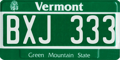 VT license plate BXJ333