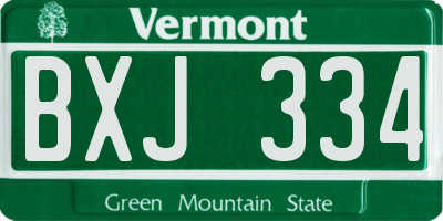 VT license plate BXJ334