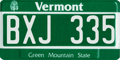 VT license plate BXJ335